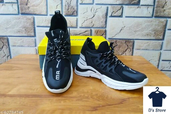Mens Black Pu Sports Shoe - 6