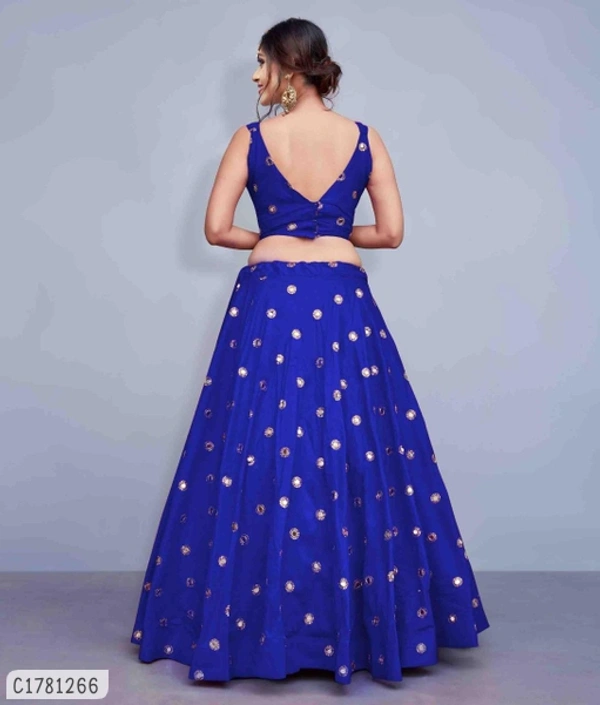 Beautiful Mirror Work Lehenga - Semi Stitched