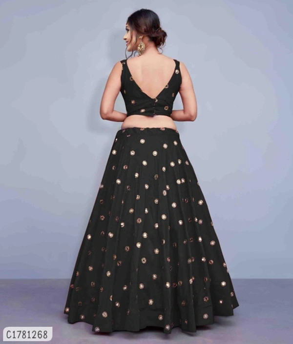 Beautiful Mirror Work Lehenga - Semi Stitched