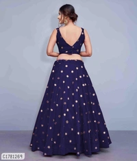 Beautiful Mirror Work Lehenga - Semi Stitched