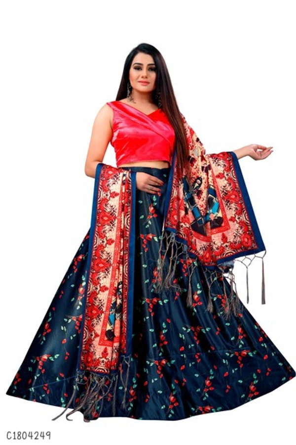 Delightful Jacquard Silk Lehenga  - Semi Stitched