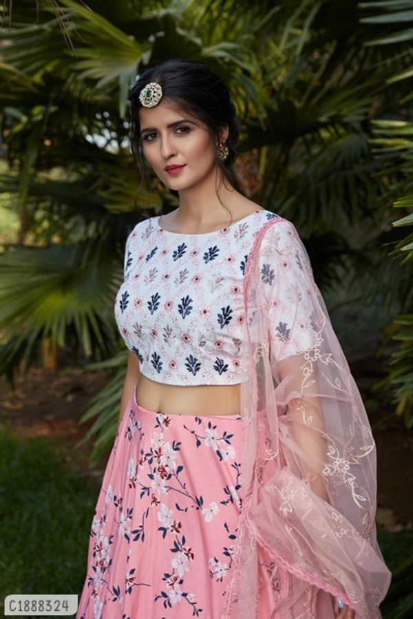 Trendy Printed Golmen Lehenga  - Semi Stitched