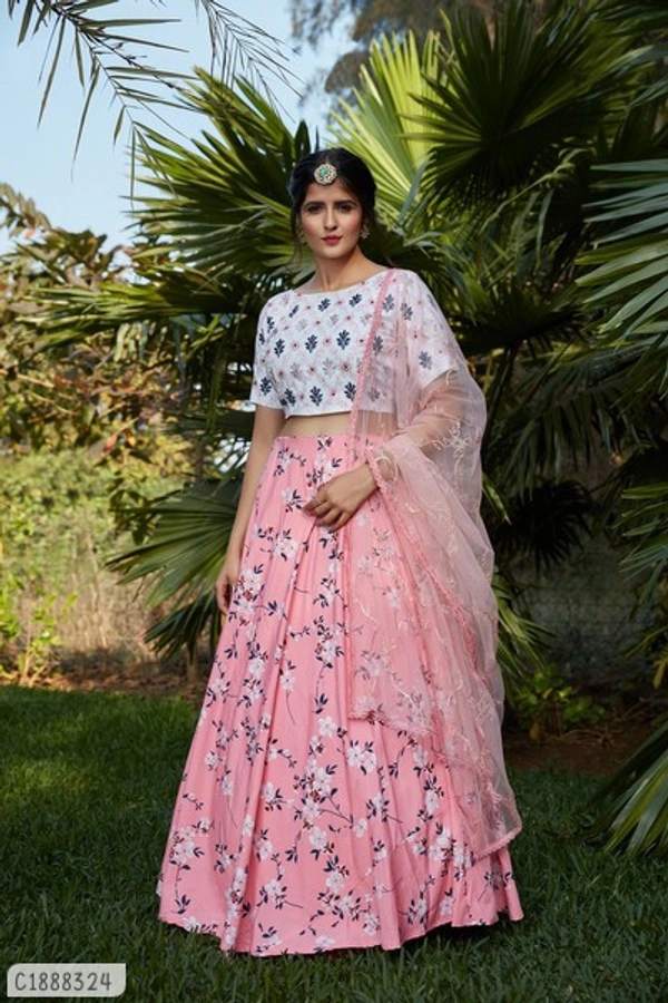 Trendy Printed Golmen Lehenga  - Semi Stitched