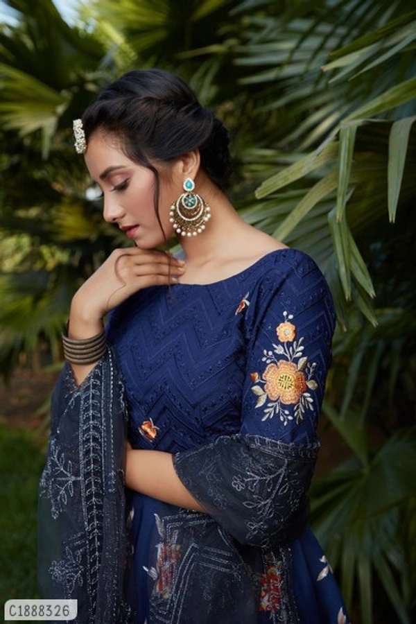 Trendy Printed Golmen Lehenga  - Semi Stitched