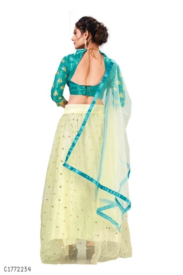Attractive Embroidered Net Lehenga - Semi Stitched