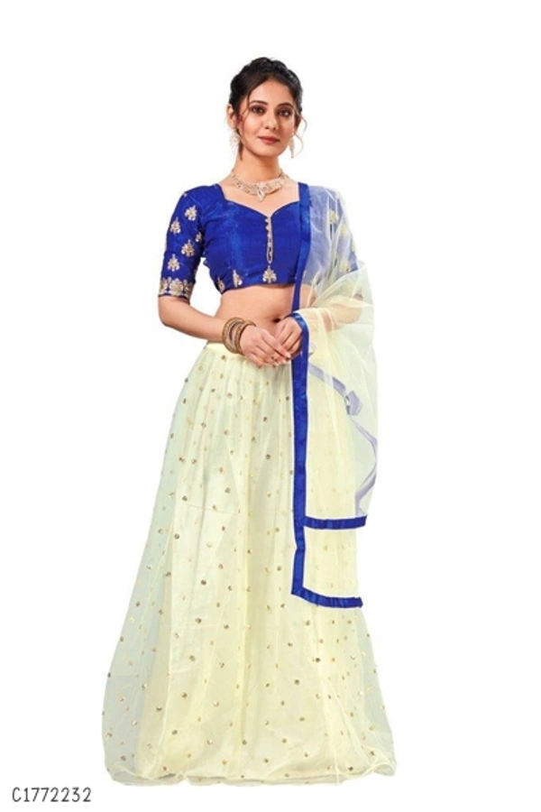 Attractive Embroidered Net Lehenga - Semi Stitched