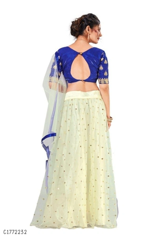 Attractive Embroidered Net Lehenga - Semi Stitched