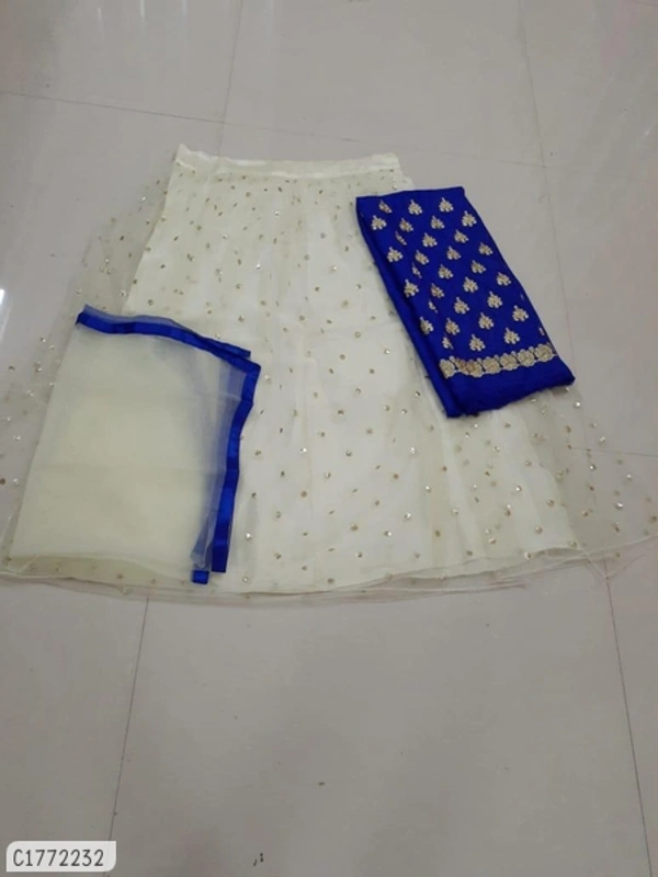 Attractive Embroidered Net Lehenga - Semi Stitched