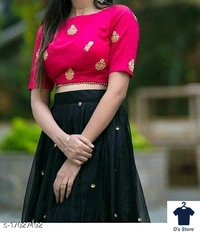 Agam Women Black Pink Net Lehenge - Un Stitched
