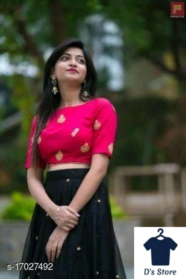 Agam Women Black Pink Net Lehenge - Un Stitched