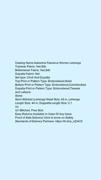 Grey Net Embroidery Women Wedding Lehenge - FREE SIZE