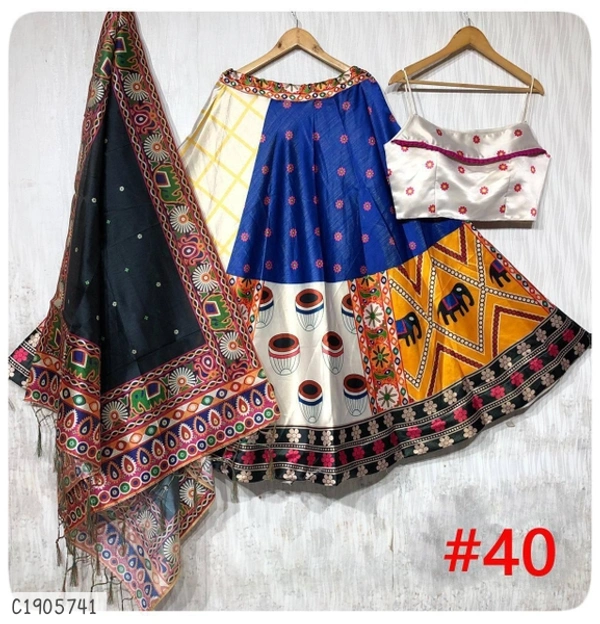 Beautiful Printed Silk Lehenga  - Semi Stitched
