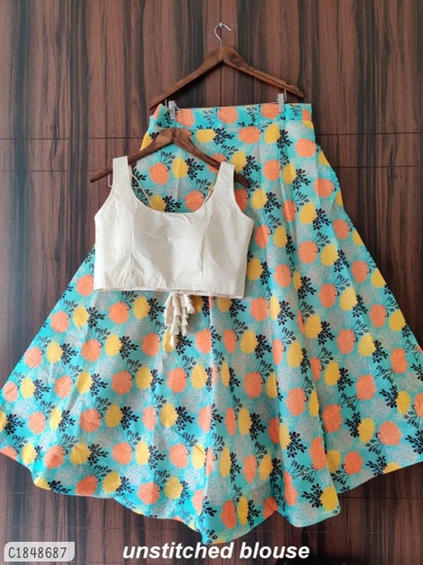 Authentic Pastel Women Lehenga - Semi Stitched