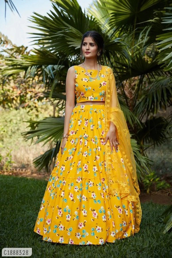 Unique Printed Latest Lehenga  - Semi Stitched