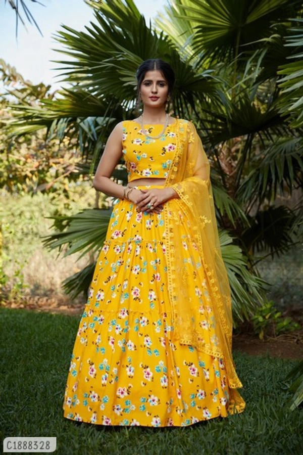 Unique Printed Latest Lehenga  - Semi Stitched