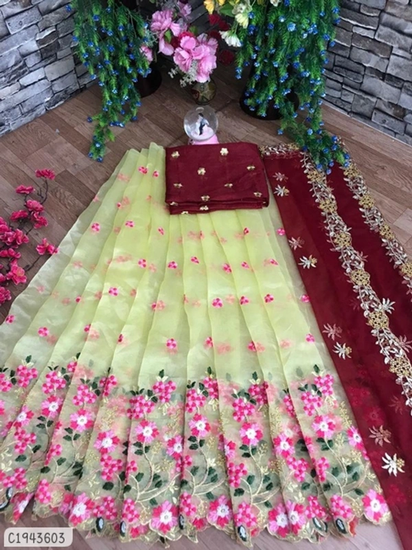 Gorgeous Embroidered Silk Wedding Lehengas - FreeSize