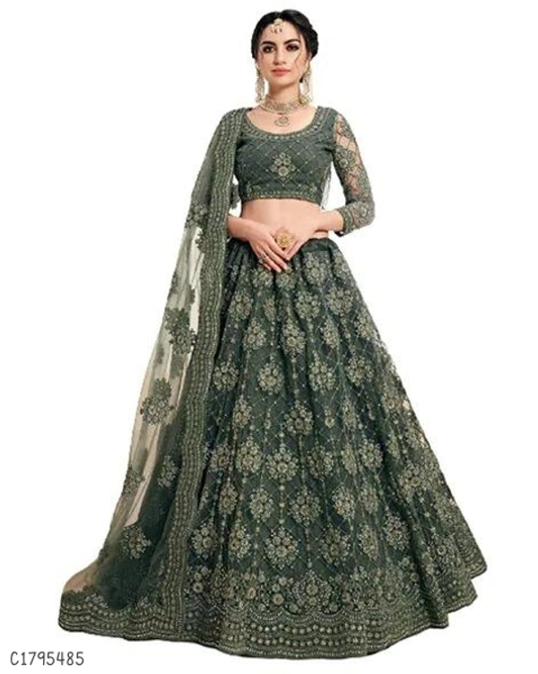Stunning Embroidered Net Lehengas - Semi Stitched