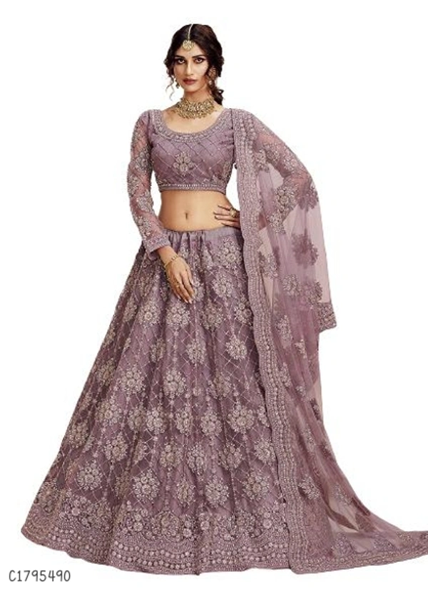 Stunning Embroidered Net Lehengas - Semi Stitched