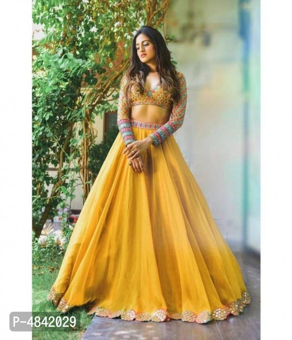 Women Oranzo Wedding Lehenga - Semi Stitched
