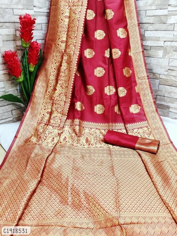 Unique Solid Silk Saree  - FreeSize