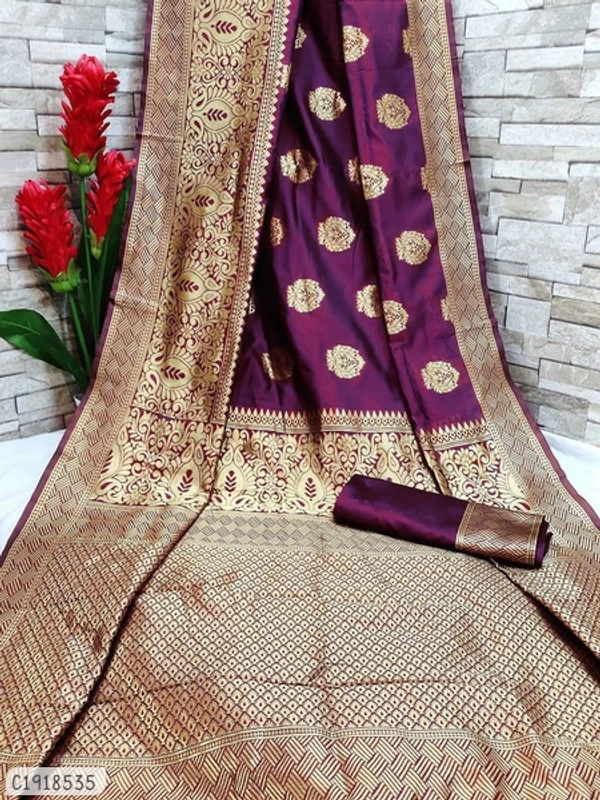 Unique Solid Silk Saree  - FreeSize