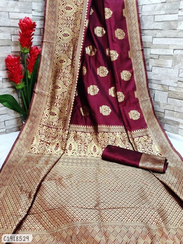 Unique Solid Silk Saree  - FreeSize