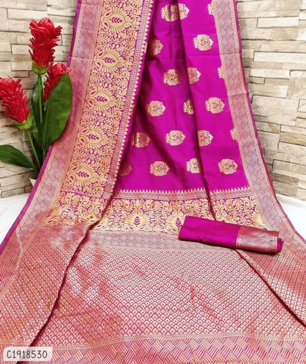 Unique Solid Silk Saree  - FreeSize