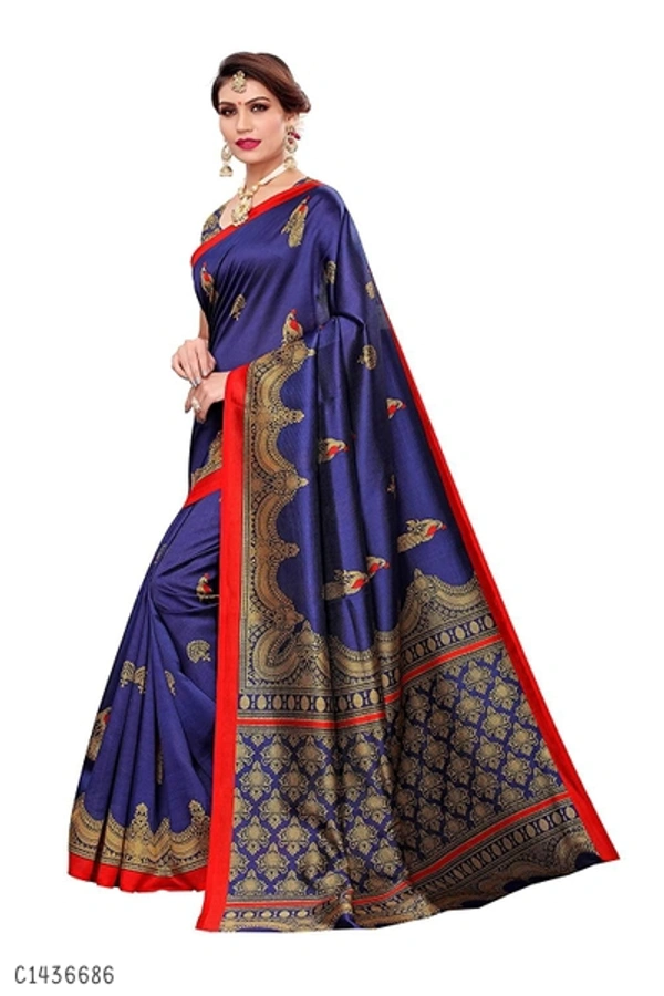 Elegant Printed Net Saree  - FreeSize