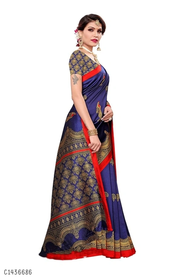 Elegant Printed Net Saree  - FreeSize