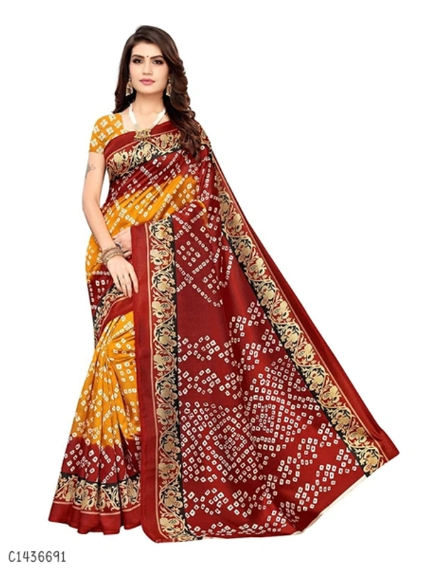 Elegant Printed Net Saree  - FreeSize