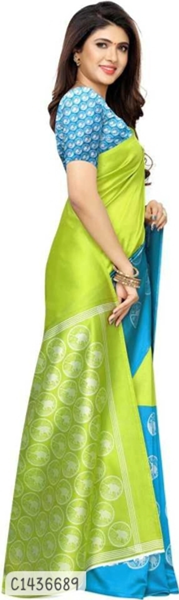 Elegant Printed Net Saree  - FreeSize