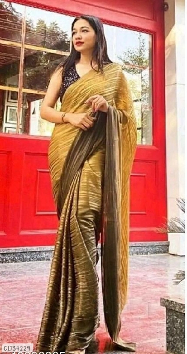 Trendy Zari Work Georgette Silk Saree - FreeSize
