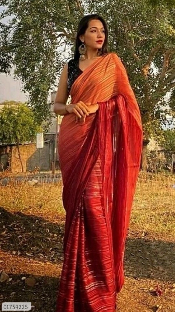 Trendy Zari Work Georgette Silk Saree - FreeSize
