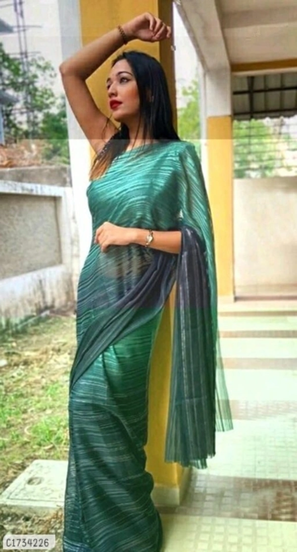 Trendy Zari Work Georgette Silk Saree - FreeSize