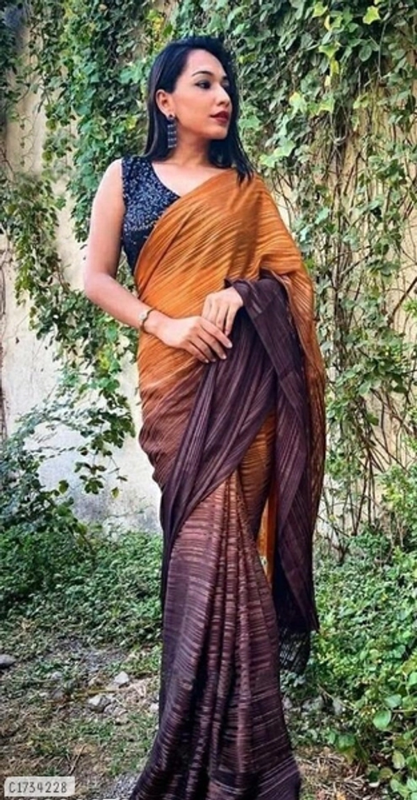 Trendy Zari Work Georgette Silk Saree - FreeSize