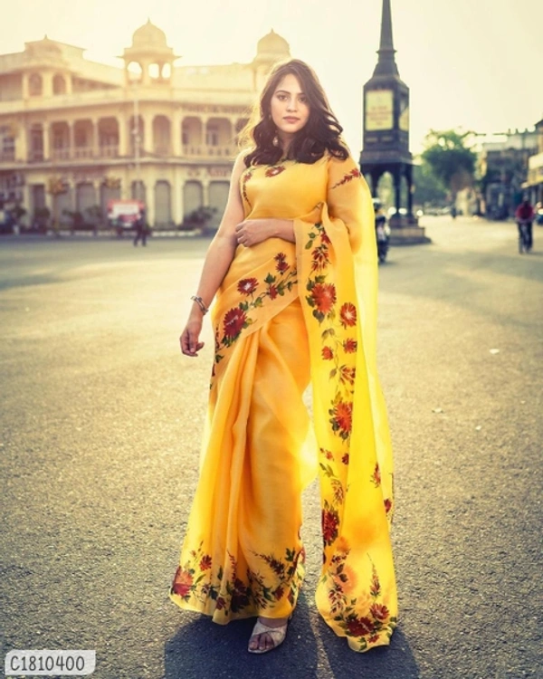 Delicate Digital Printed Orenzo Saree - FreeSize