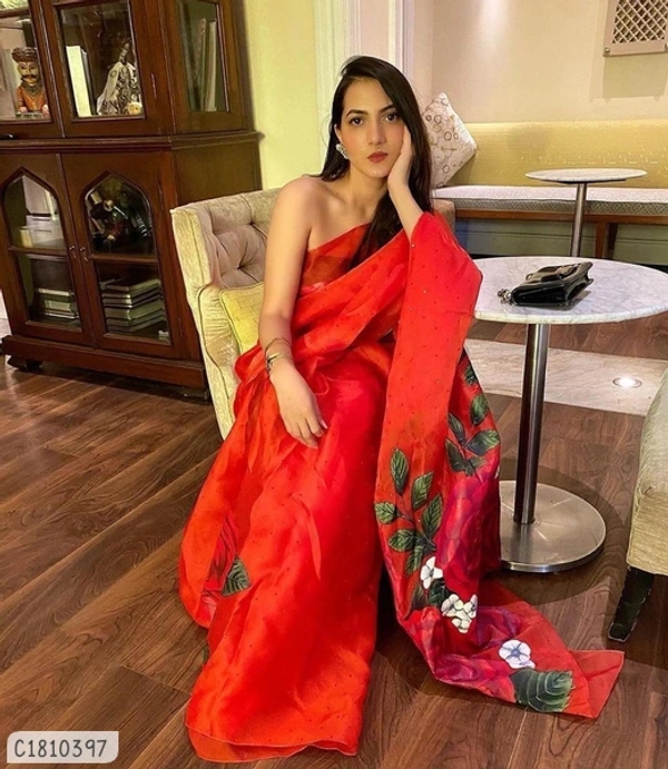 Delicate Digital Printed Orenzo Saree - FreeSize