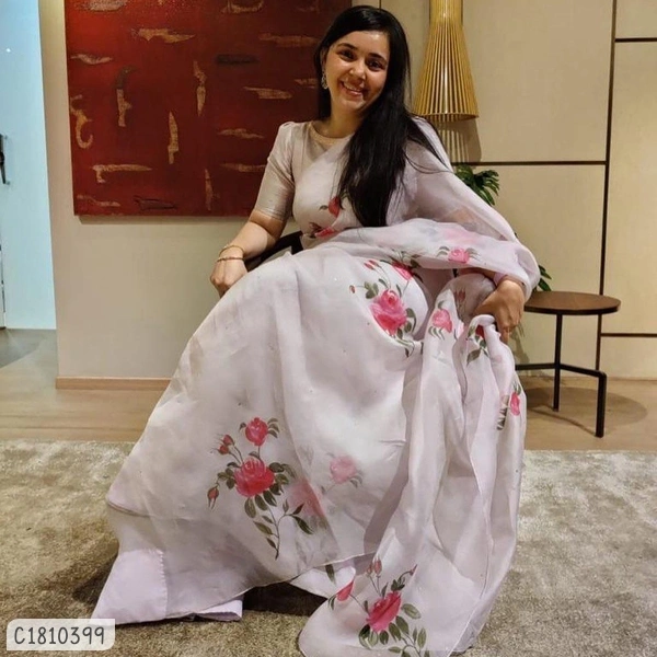 Delicate Digital Printed Orenzo Saree - FreeSize