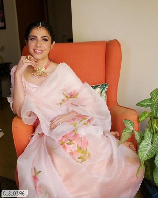 Delicate Digital Printed Orenzo Saree - FreeSize