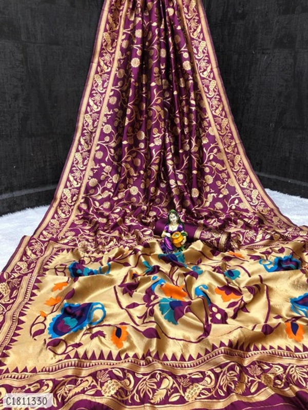 Ethics Jacquard Kanjeveeram Silk Saree  - Free Size 