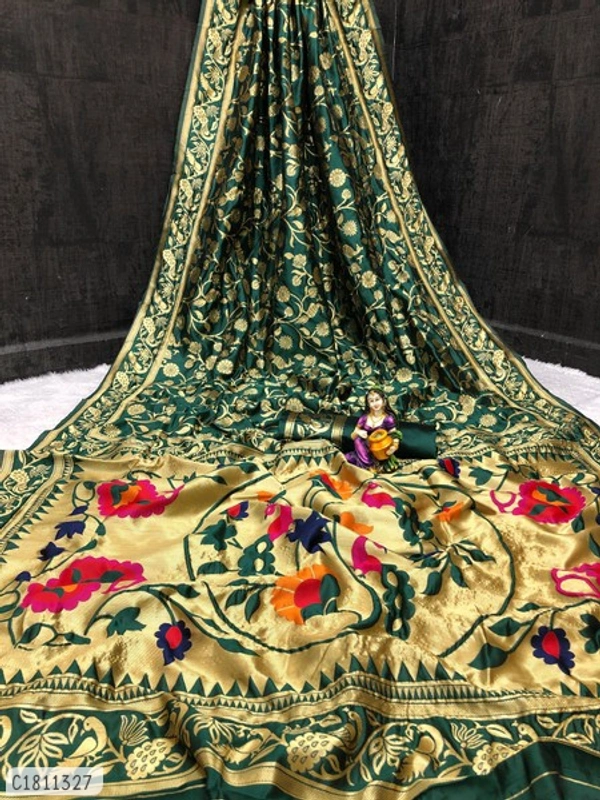 Ethics Jacquard Kanjeveeram Silk Saree  - Free Size