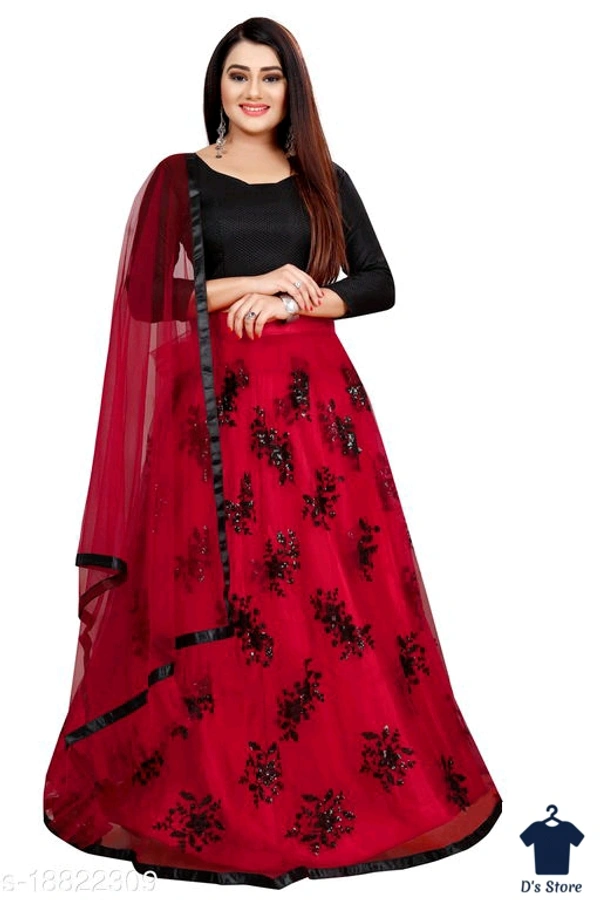 All New Women Fancy Net Red Color Lehenge - Unstitch
