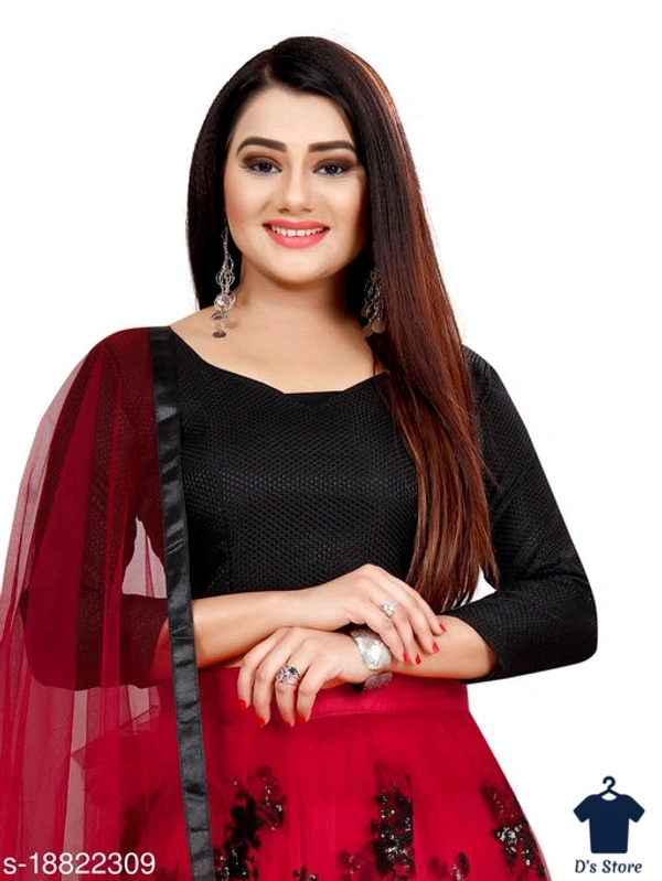 All New Women Fancy Net Red Color Lehenge - Unstitch