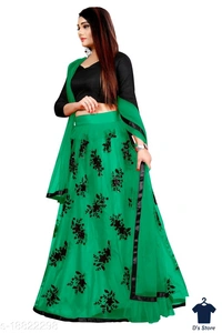 New Women Green Color Net Lehenge - Free Size