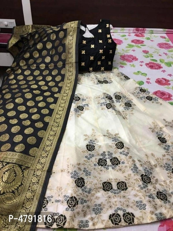 Fancy Banarasi Silk Wedding Lehenga - Semi Stitched