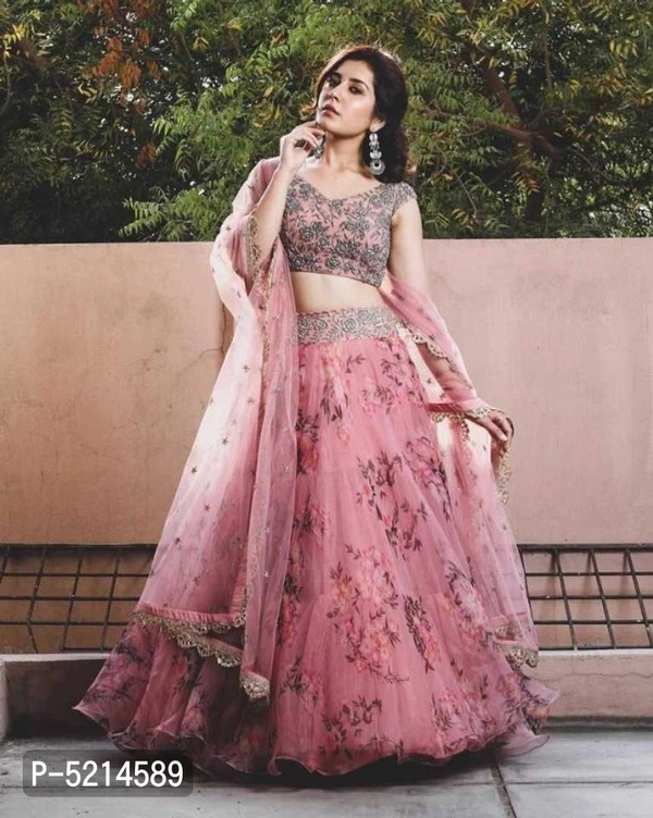 Attractive Oranzo Printed Semi Stitched Lehengas - Semi Stitched