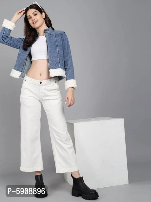 White Belted Denim Jackets  - M