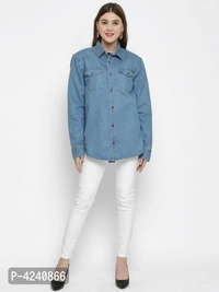 Long Trendy Faishonable Denim Jacket - S
