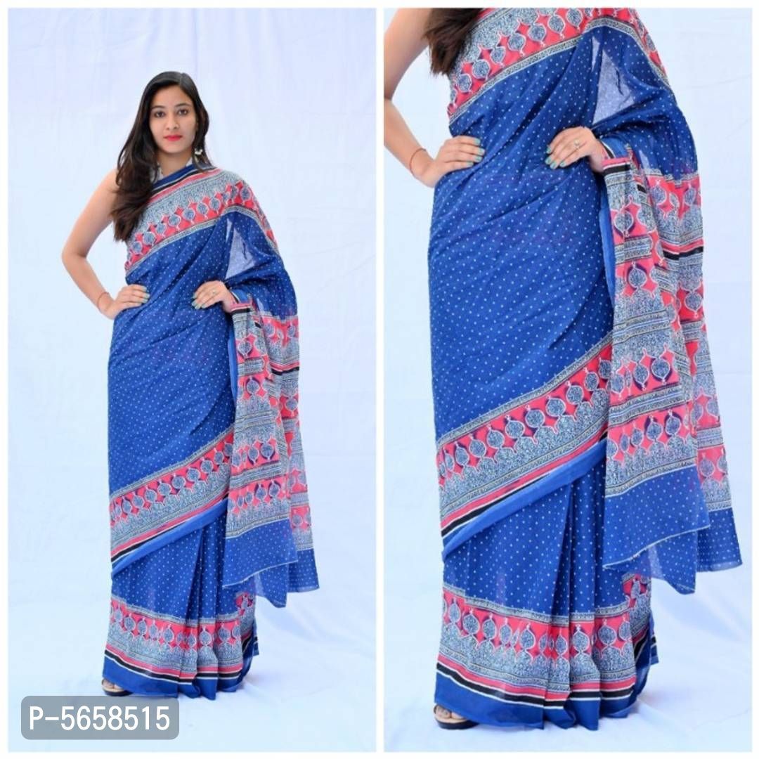 Buy Beautiful Jaipuri Block Printed Cotton Saree with Blouse Piece For  Women Online In India At Discounted Prices