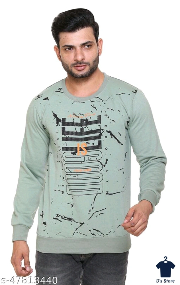 Men's Light Green Printed Sweatshirt - XL